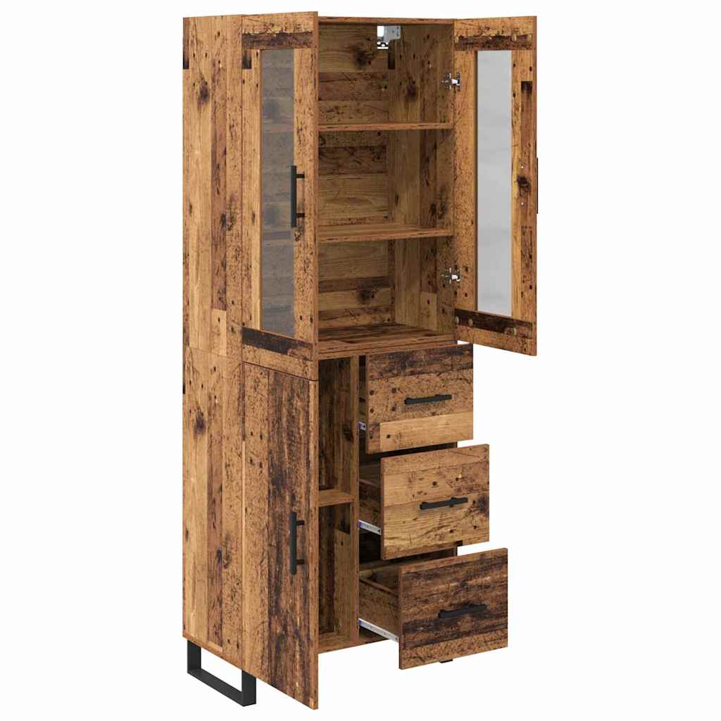 Highboard s ladicama 2 pcs Staro drvo Inženjerska drva i staklo