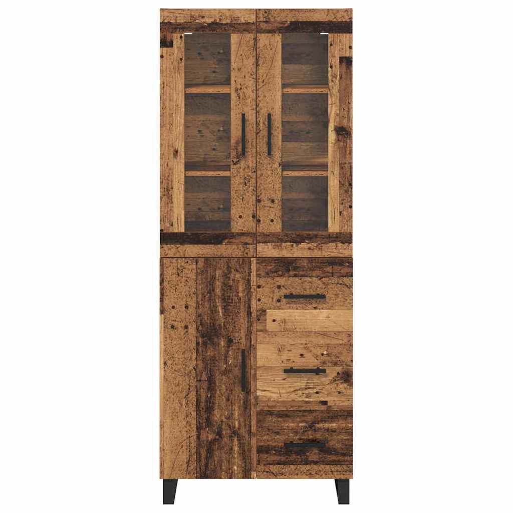 Highboard s ladicama 2 pcs Staro drvo Inženjerska drva i staklo