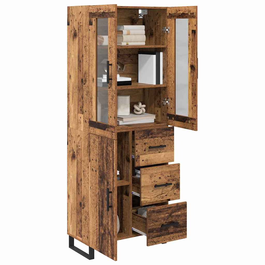 Highboard s ladicama 2 pcs Staro drvo Inženjerska drva i staklo