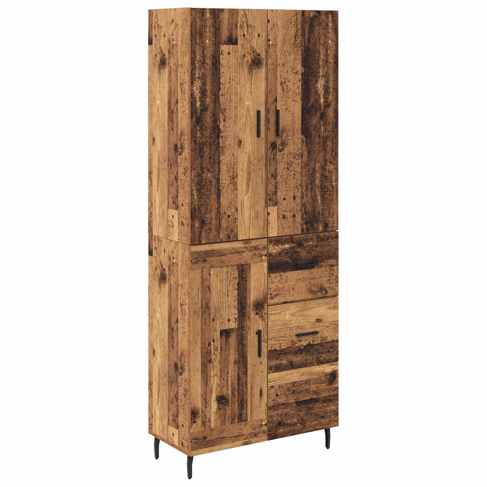 Highboard s ladicama 2 pcs Staro drvo Inženjerska drva i staklo