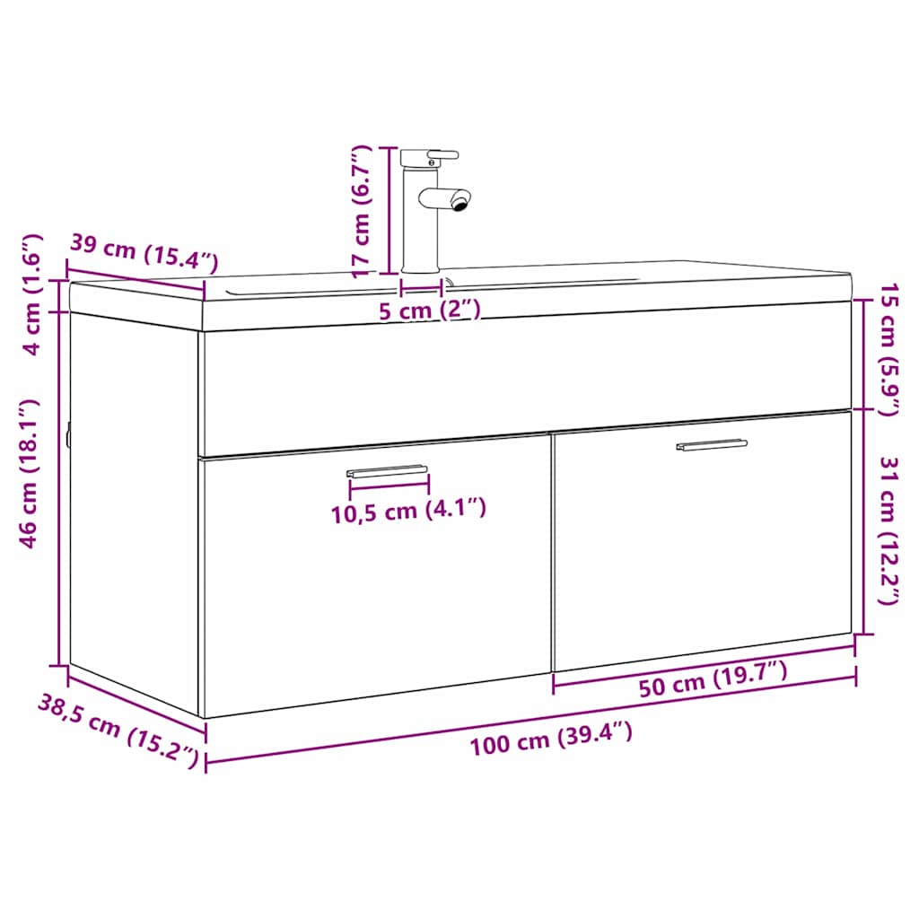 Kupaonski ormar Staro drvo 100 x 38,5 x 46 cm Konstruirano drvo