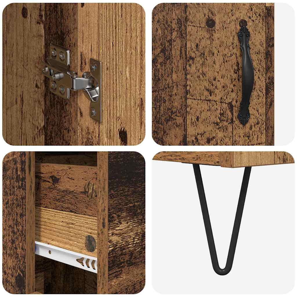 Highboard s ladicama 2 pcs Staro drvo Inženjersko drvo i staklo