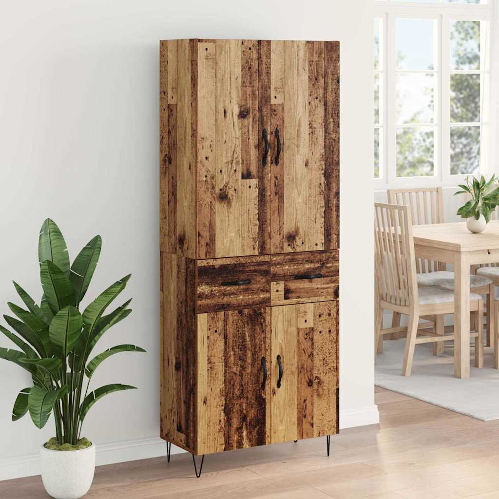 Highboard s ladicama 2 pcs Staro drvo Inženjersko drvo i staklo