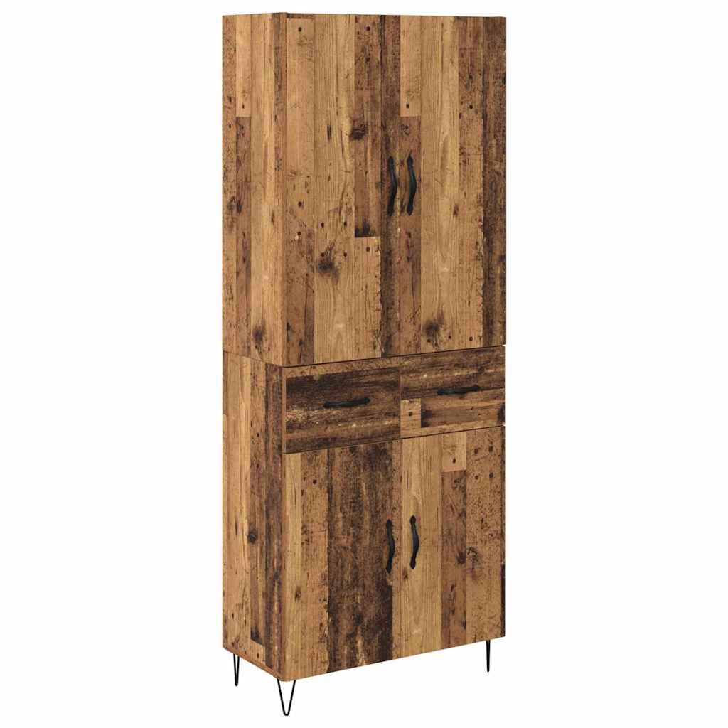 Highboard s ladicama 2 pcs Staro drvo Inženjersko drvo i staklo