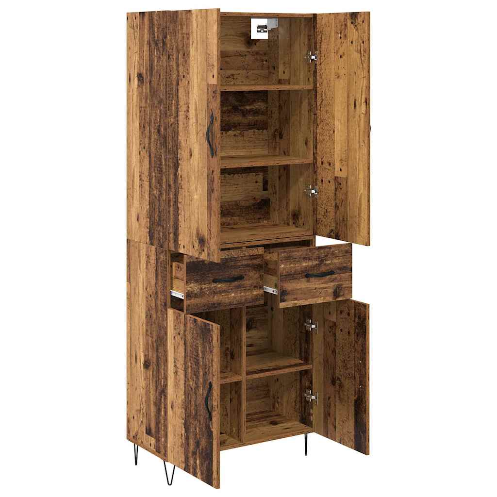 Highboard s ladicama 2 pcs Staro drvo Inženjersko drvo i staklo