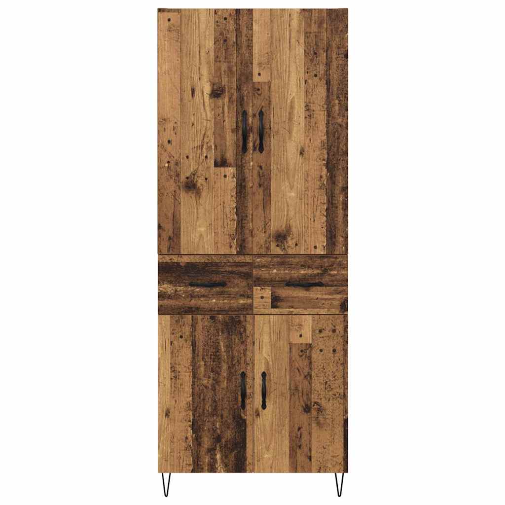 Highboard s ladicama 2 pcs Staro drvo Inženjersko drvo i staklo