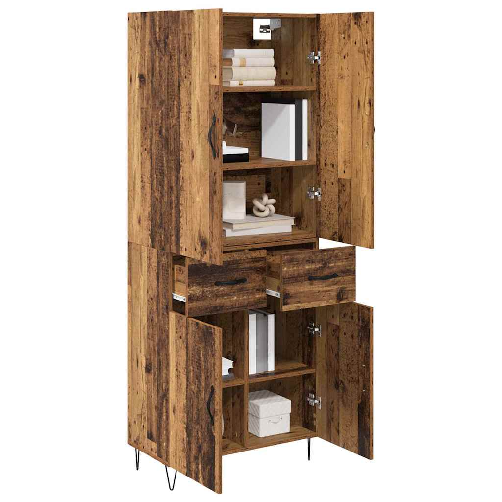 Highboard s ladicama 2 pcs Staro drvo Inženjersko drvo i staklo