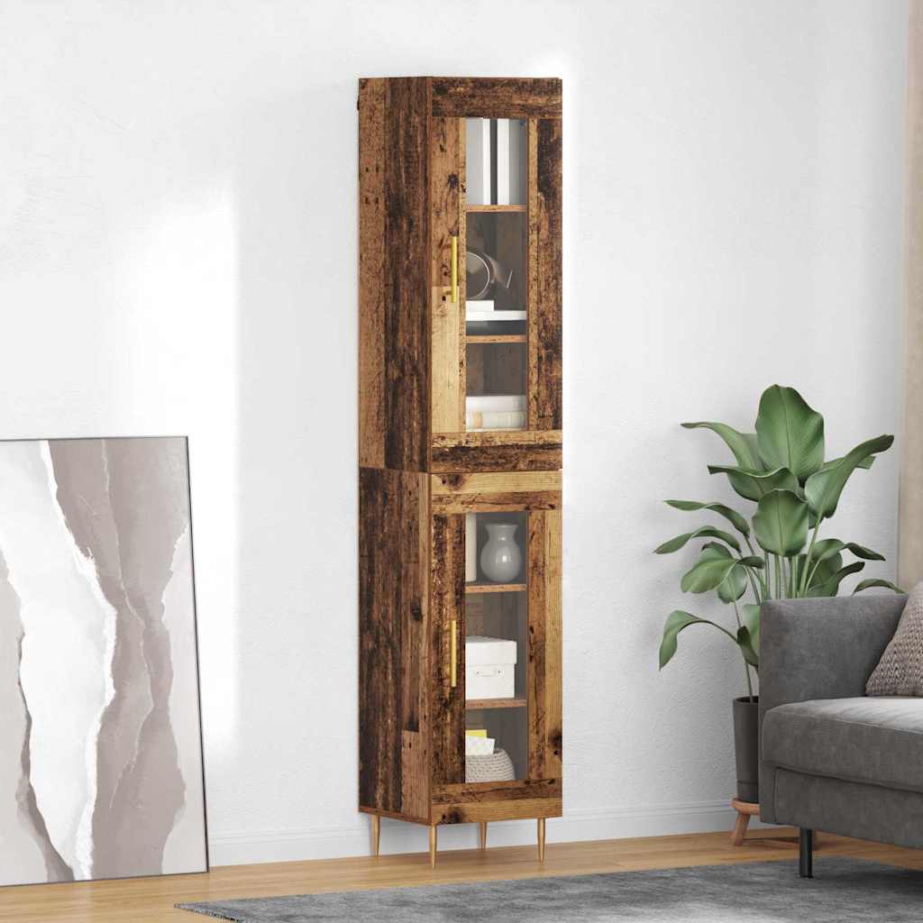 Highboard 2 pcs Staro drvo Stakl