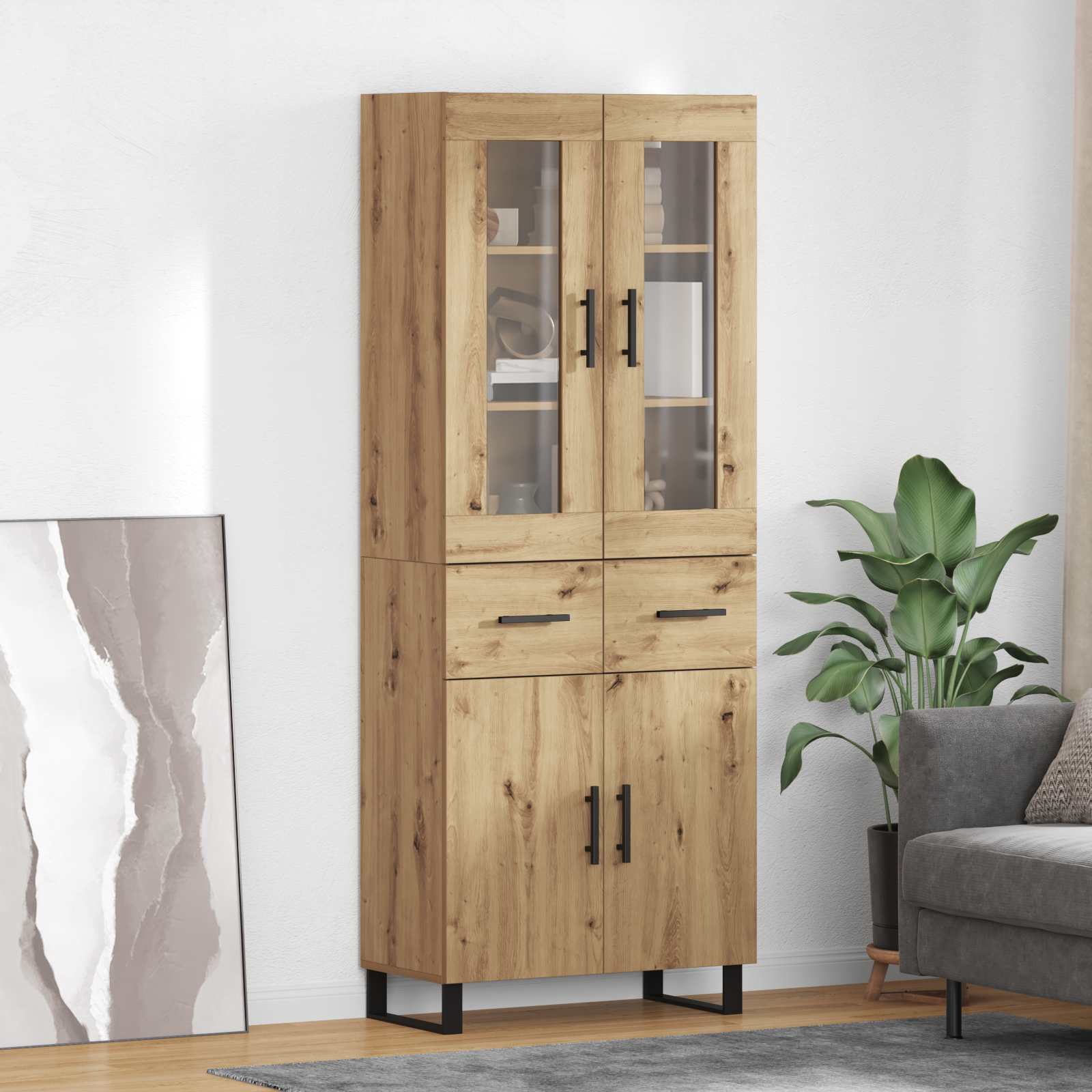 Highboard 2 pcs Umjetnički hrast Konstruirano drvo