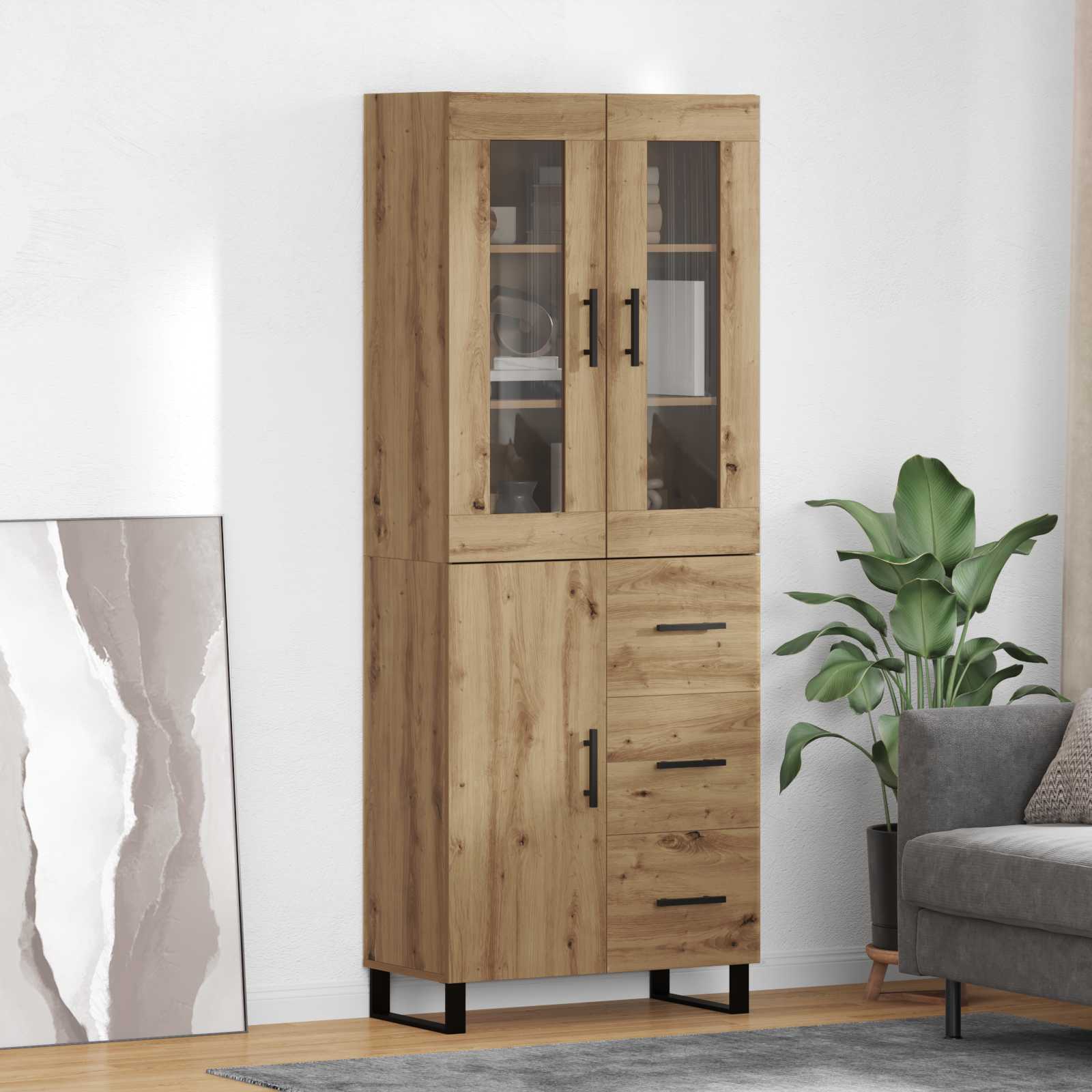 Highboard s ladicama 2 pcs Umjetnički hrast Konstruirano drvo