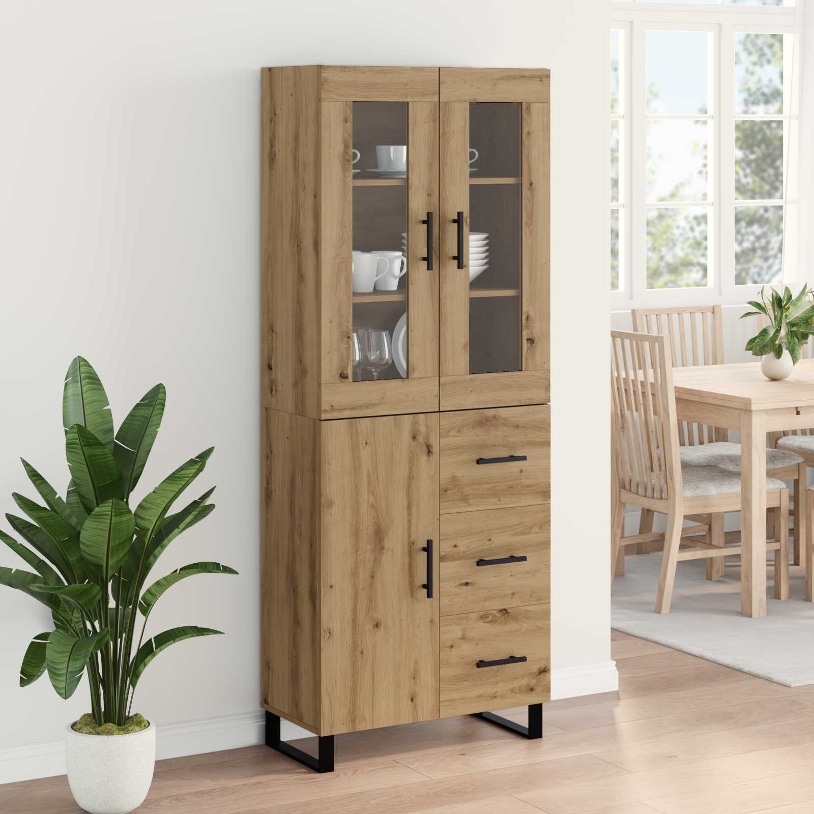Highboard s ladicama 2 pcs Umjetnički hrast Konstruirano drvo