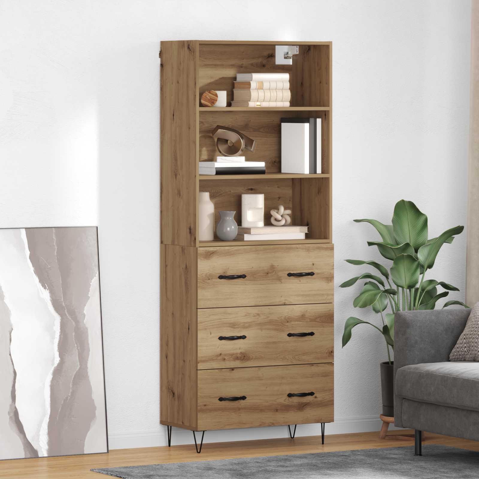 Highboard s ladicama 2 pcs Umjetnički hrast Konstruirano drvo