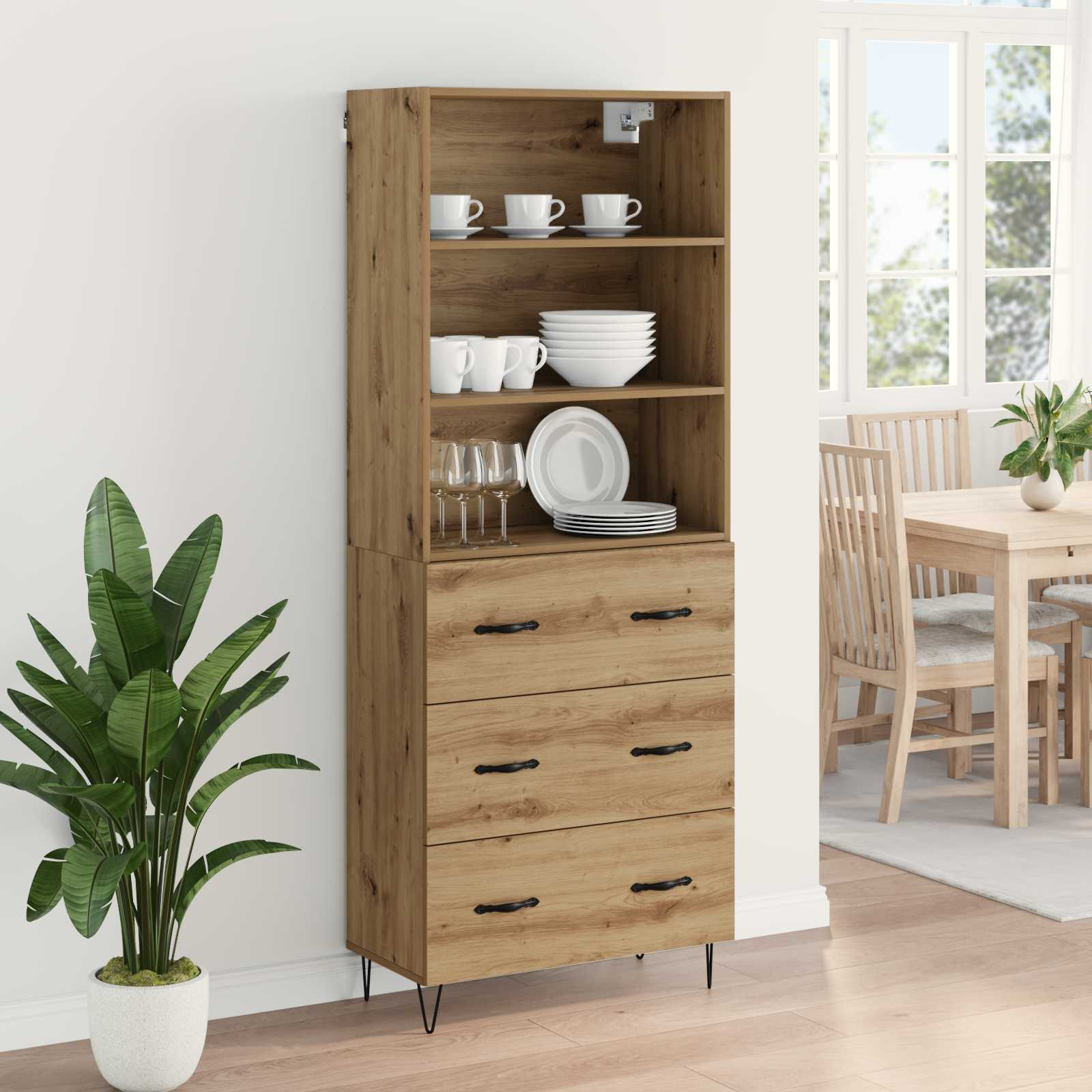 Highboard s ladicama 2 pcs Umjetnički hrast Konstruirano drvo