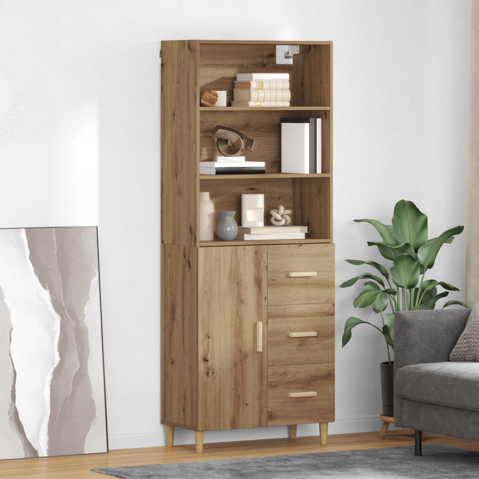 Highboard s ladicama Umjetnički hrast 69,5 x 32,5 x 180 cm