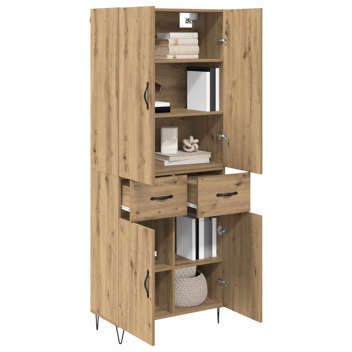 Highboard 2 kom. Umjetnički hrast 69,5 x 34 x 180 cm