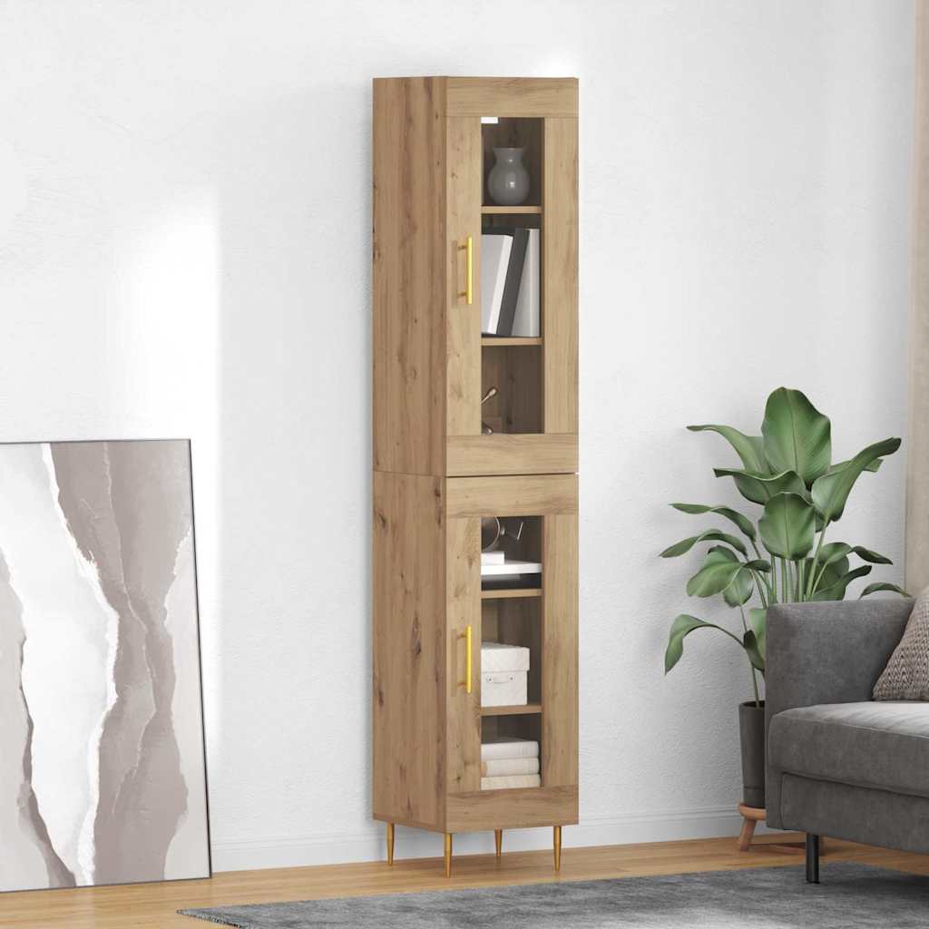 Highboard 2 pcs Umjetnički hrast Stakl