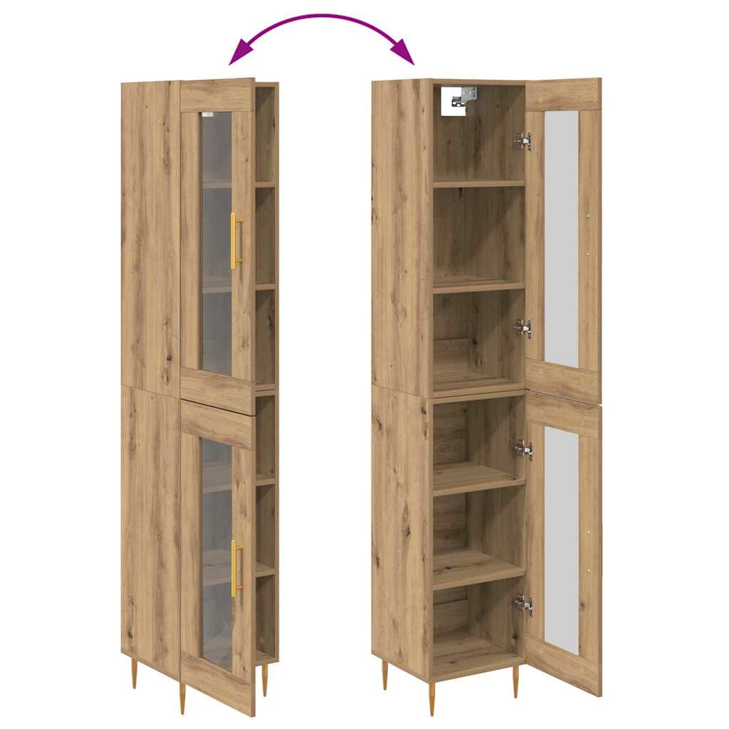 Highboard 2 pcs Umjetnički hrast Stakl