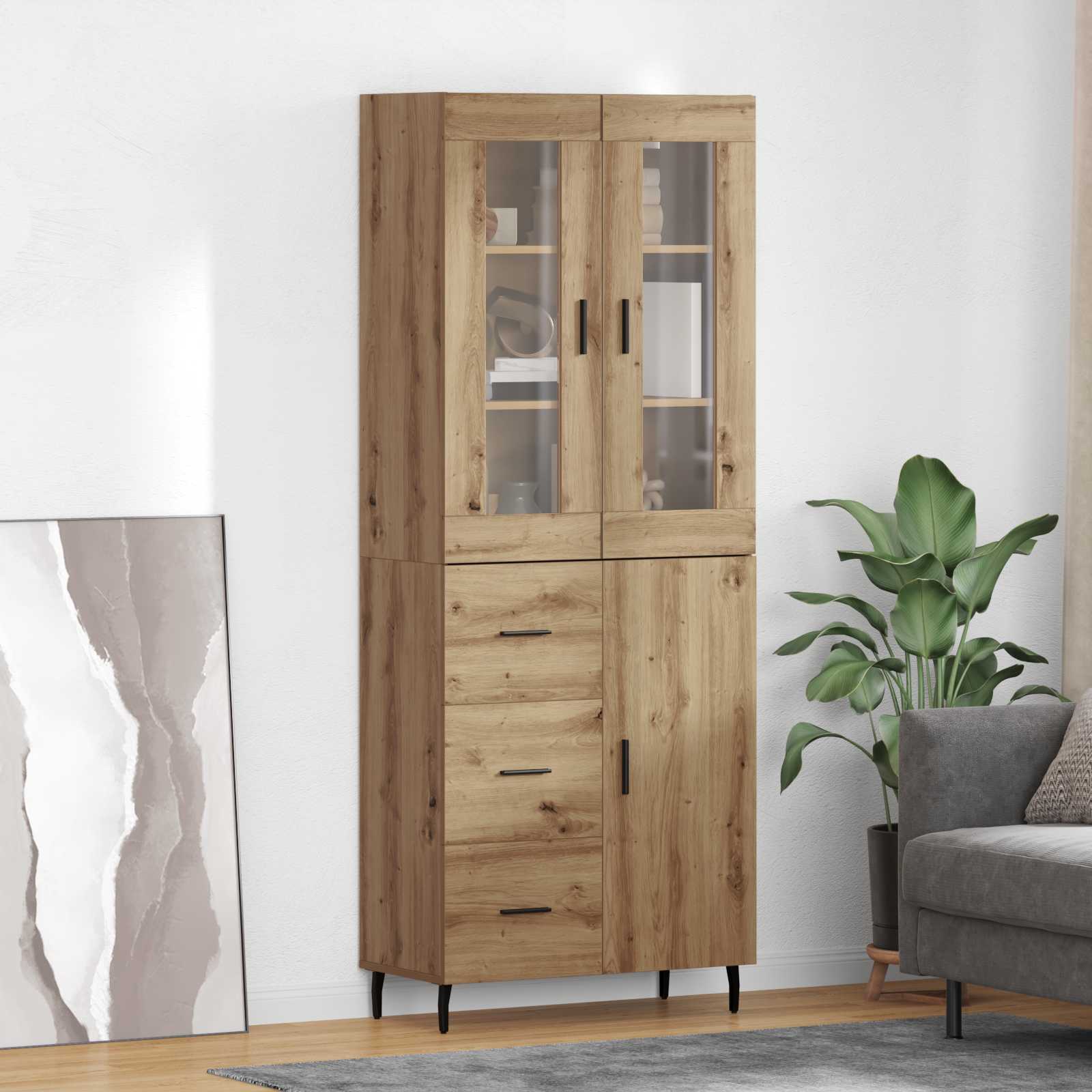 Highboard s ladicama 2 pcs Umjetnički hrast Konstruirano drvo