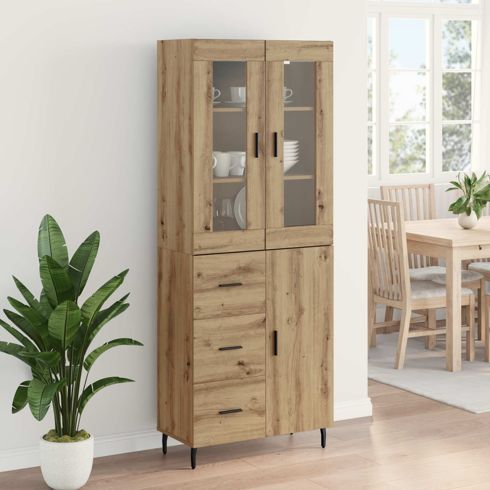 Highboard s ladicama 2 pcs Umjetnički hrast Konstruirano drvo