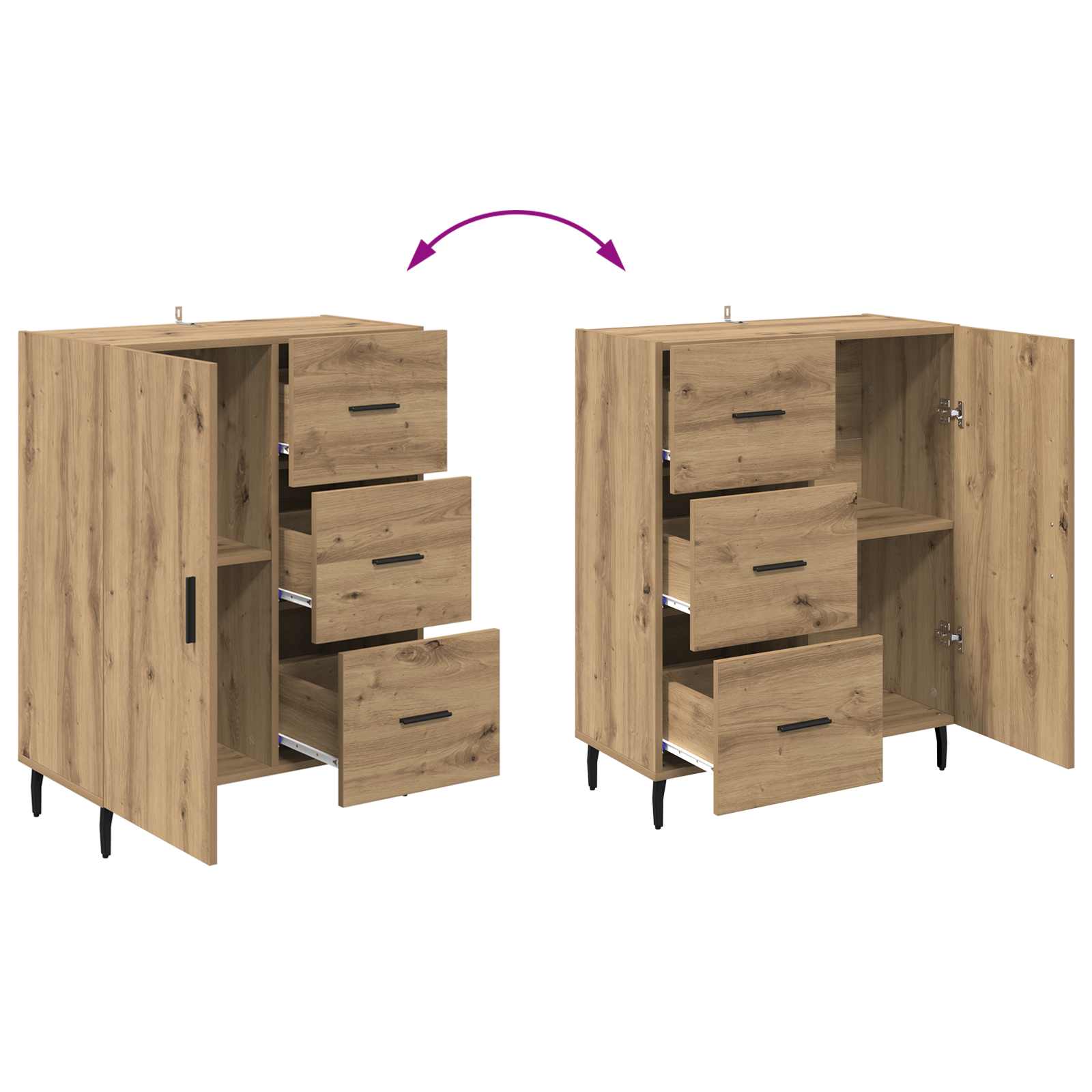 Highboard s ladicama 2 pcs Umjetnički hrast Konstruirano drvo