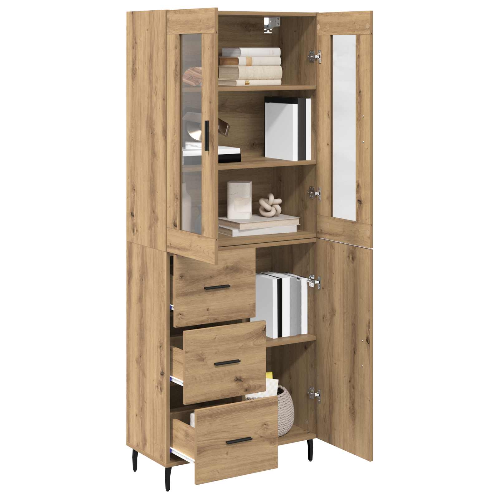 Highboard s ladicama 2 pcs Umjetnički hrast Konstruirano drvo