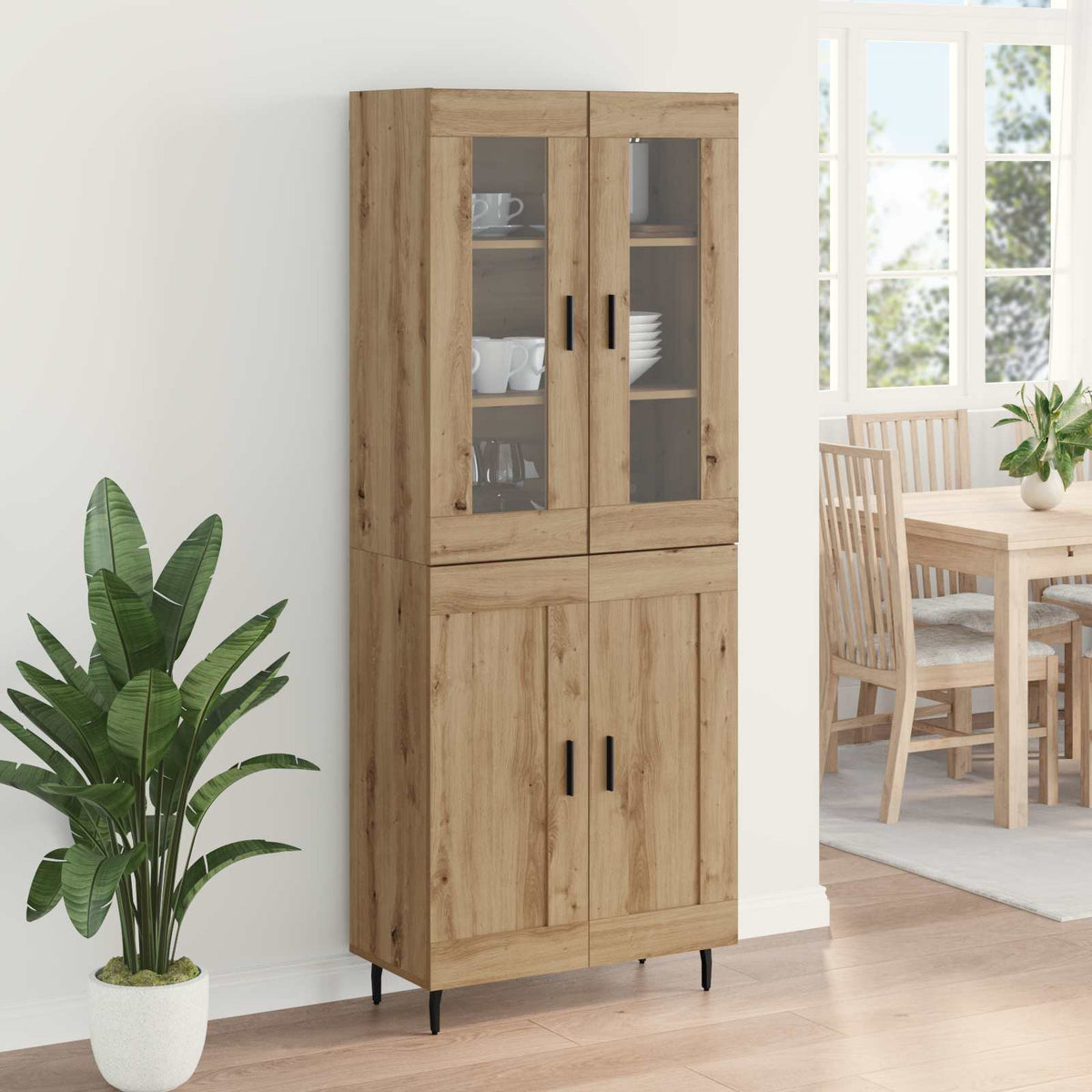 Highboard 2 kom. Umjetnički hrast 69,5 x 34 x 180 cm