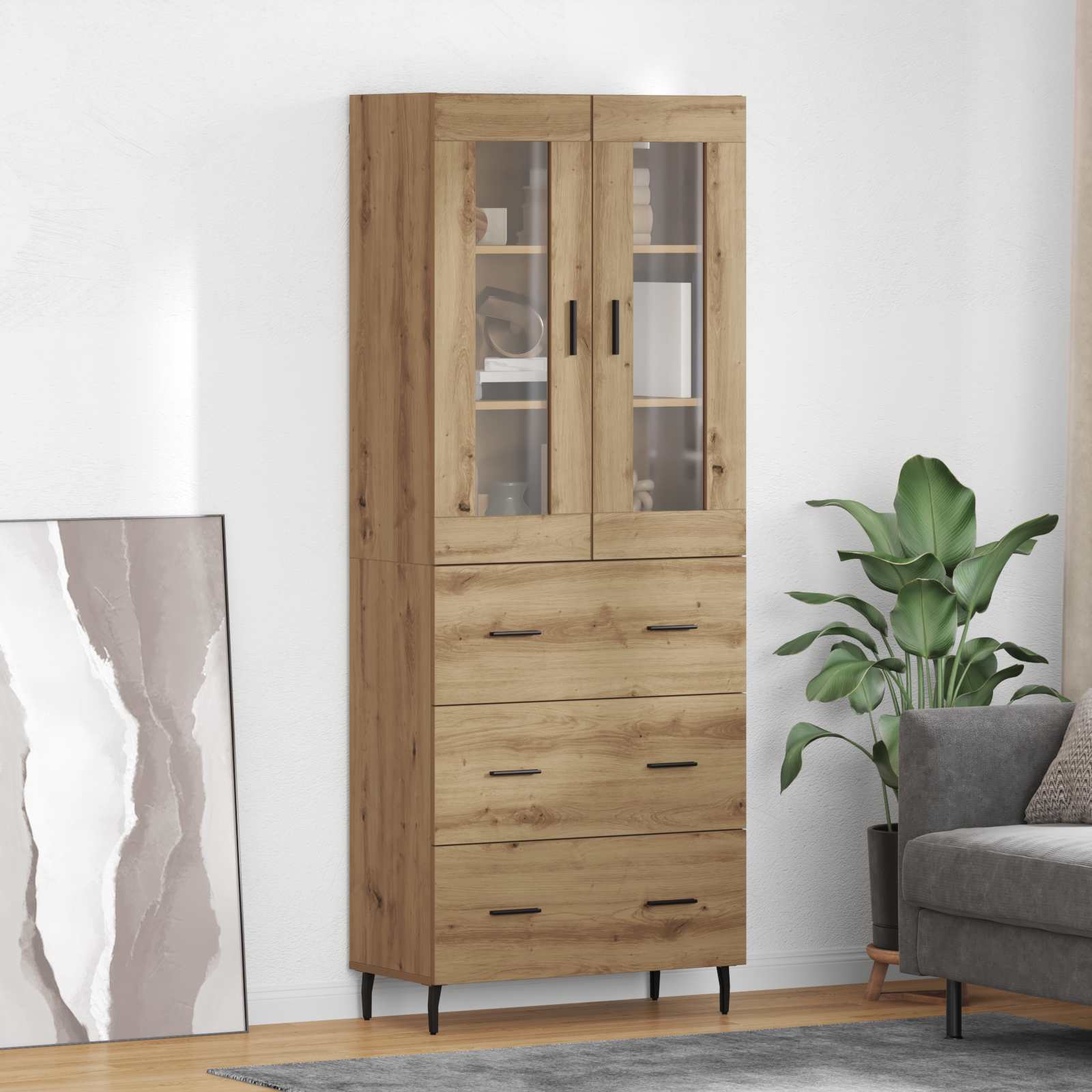Highboard s ladicama 2 pcs Umjetnički hrast Konstruirano drvo