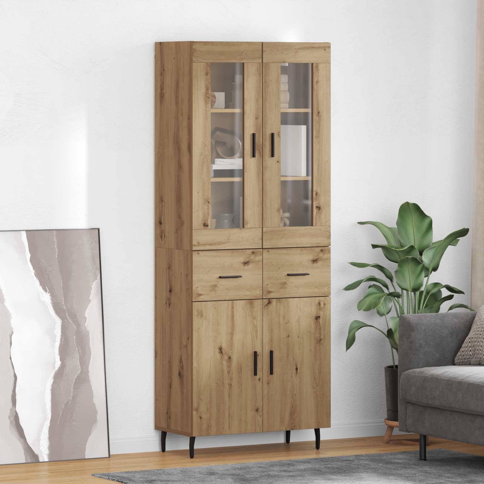 Highboard s ladicama 2 pcs Umjetnički hrast Konstruirano drvo