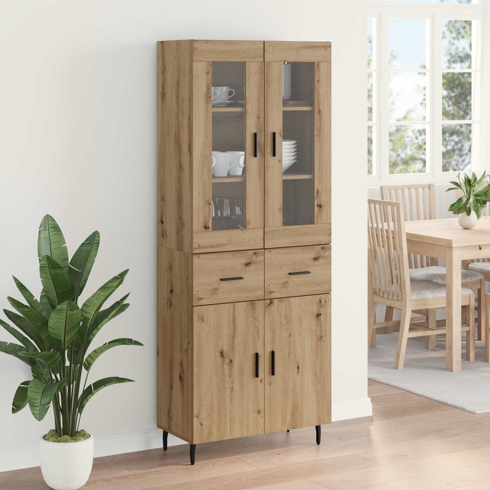 Highboard s ladicama 2 pcs Umjetnički hrast Konstruirano drvo
