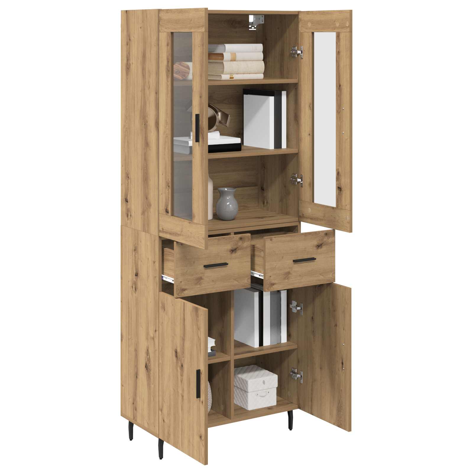 Highboard s ladicama 2 pcs Umjetnički hrast Konstruirano drvo
