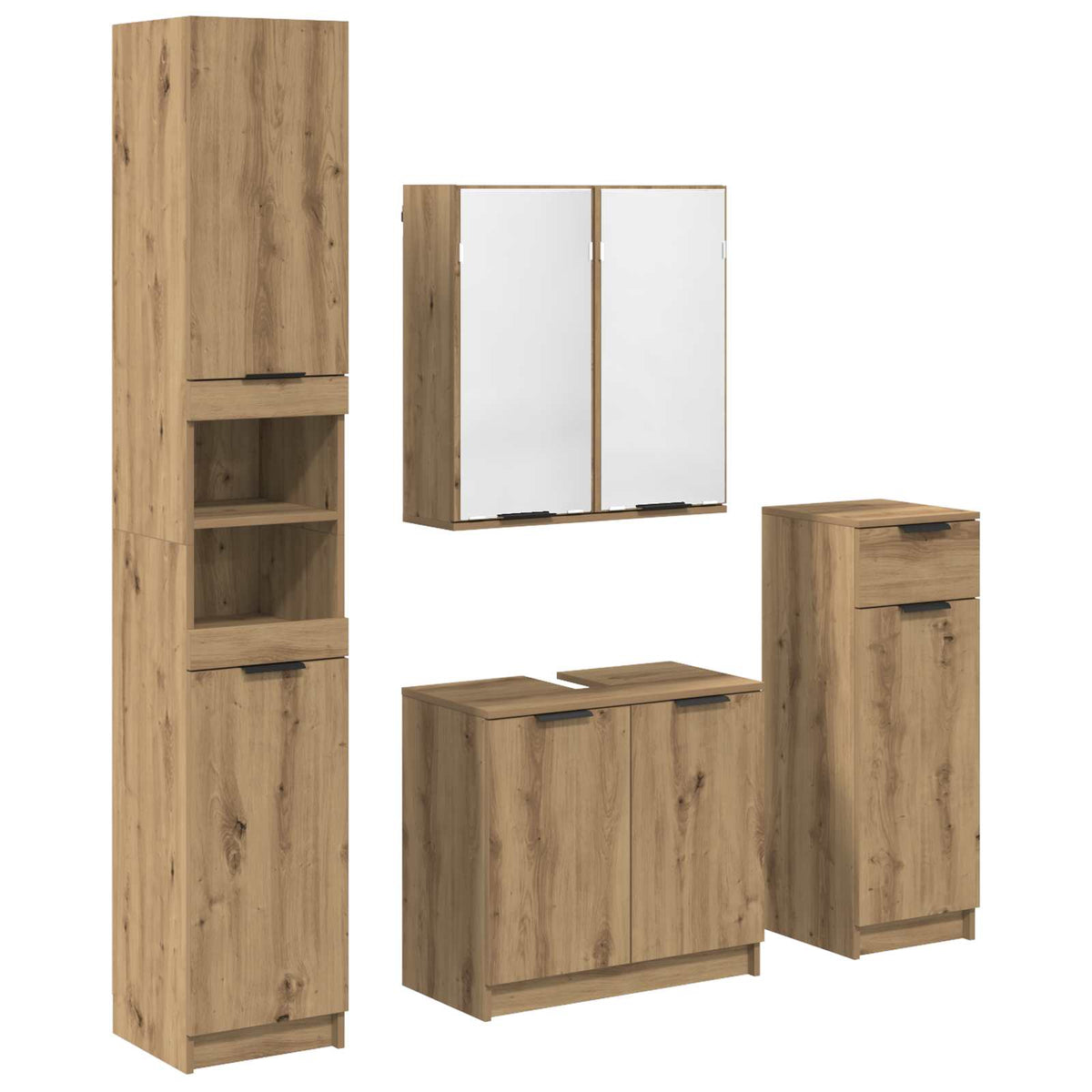 Set namještaja za kupaonicu 4 kom. Umjetnički hrast
