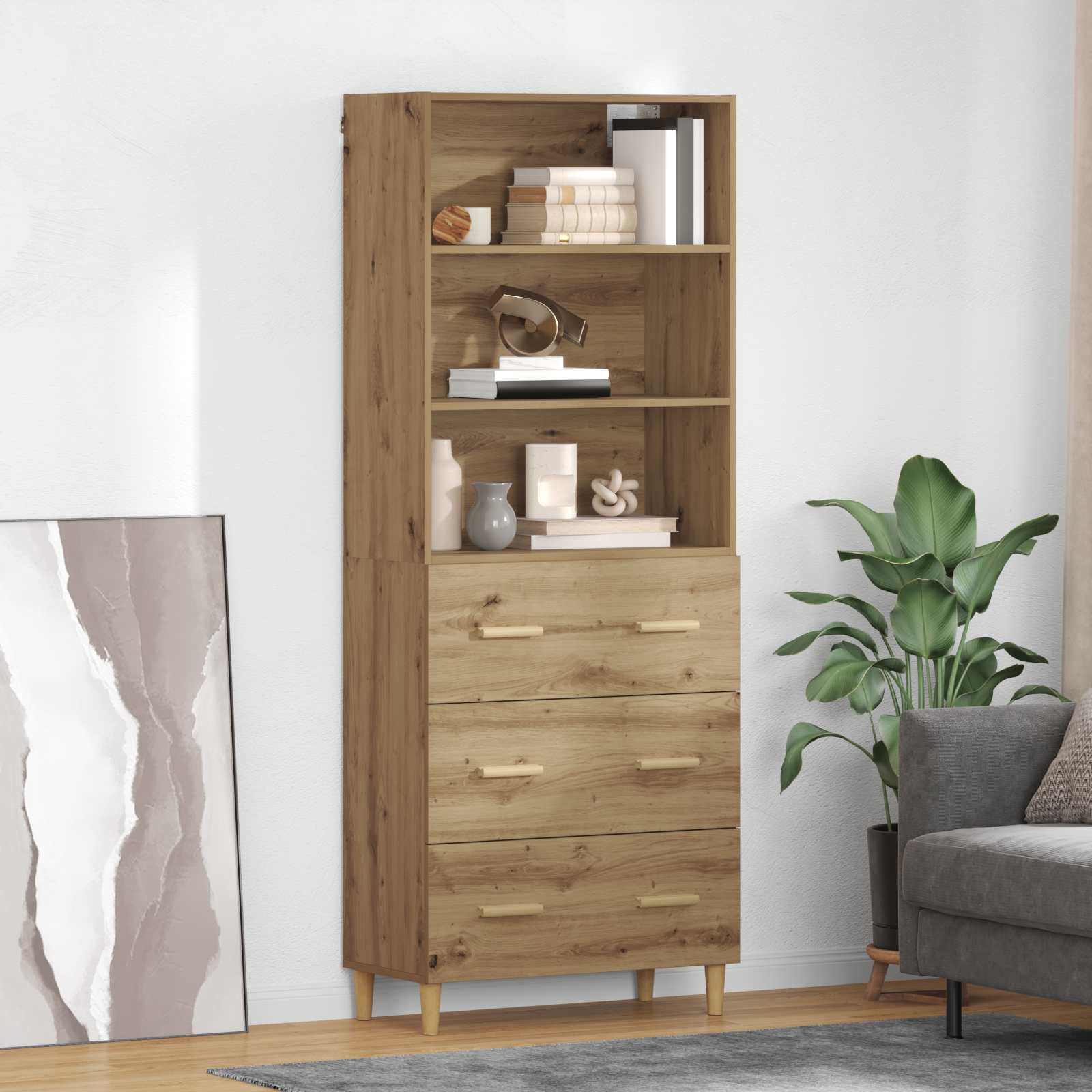 Highboard s ladicama Umjetnički hrast 69,5 x 32,5 x 180 cm