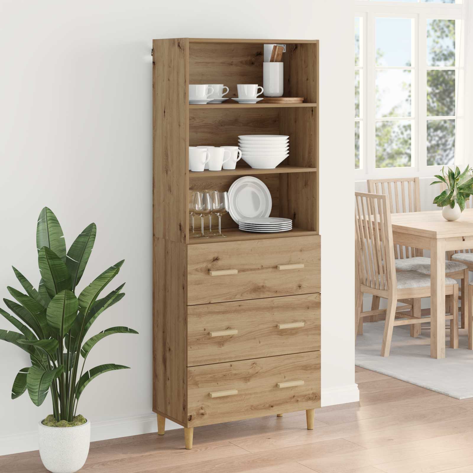 Highboard s ladicama Umjetnički hrast 69,5 x 32,5 x 180 cm