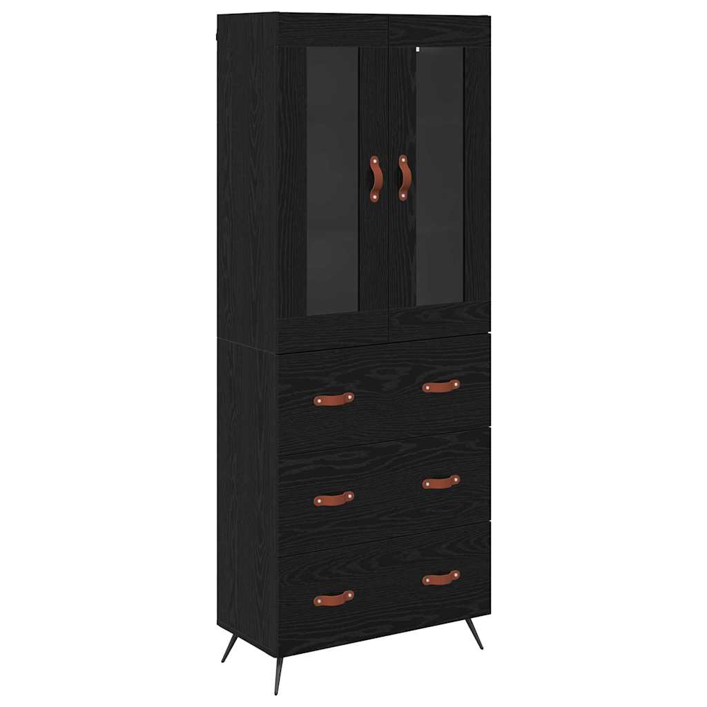 Visoki ormar s policom 2 pcs Crni hrast Konstruirano drvo