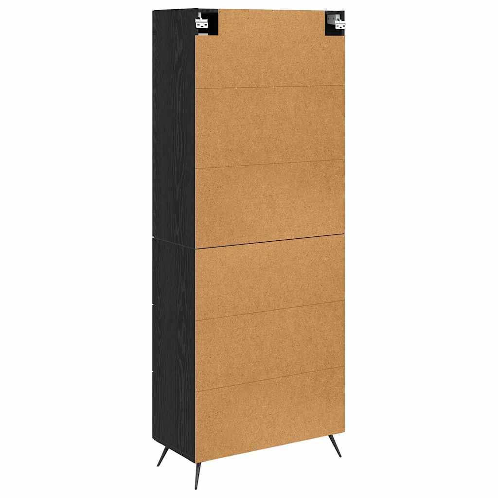 Visoki ormar s policom 2 pcs Crni hrast Konstruirano drvo