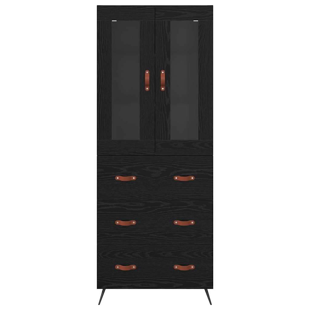 Visoki ormar s policom 2 pcs Crni hrast Konstruirano drvo