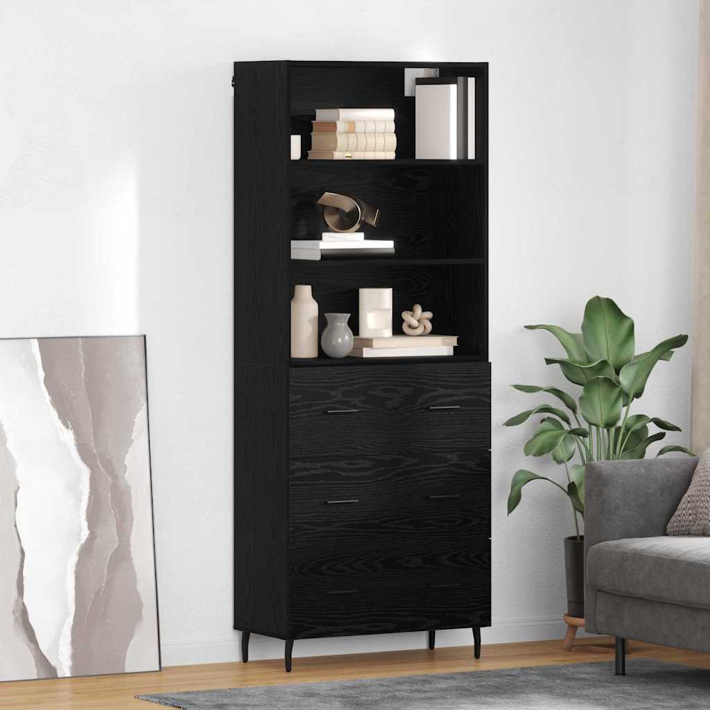 Highboard s ladicama Crni hrast 69,5 x 34 x 180 cm