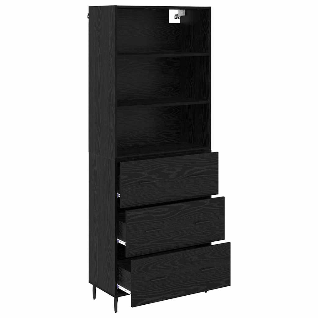 Highboard s ladicama Crni hrast 69,5 x 34 x 180 cm