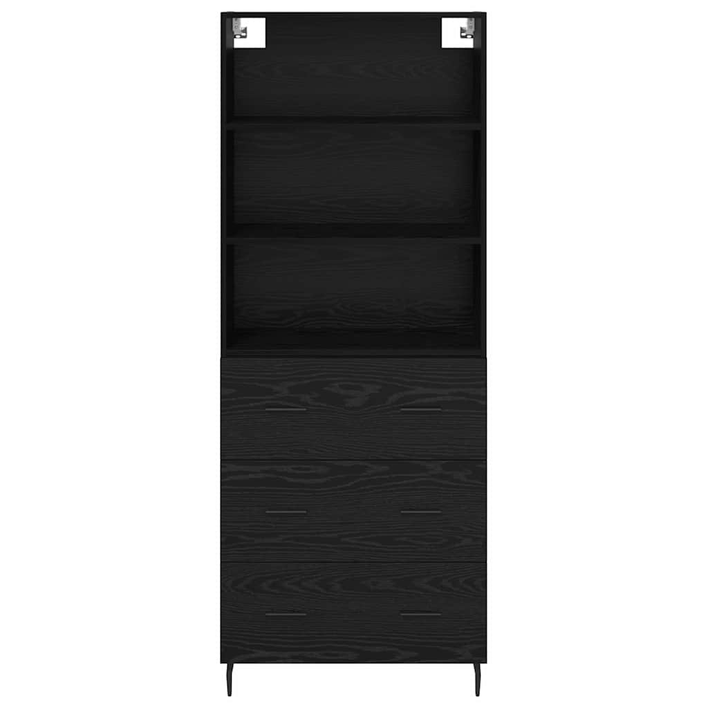 Highboard s ladicama Crni hrast 69,5 x 34 x 180 cm