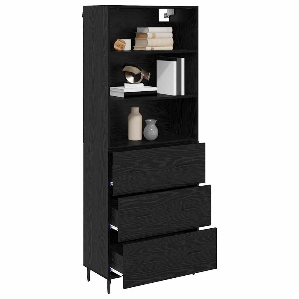 Highboard s ladicama Crni hrast 69,5 x 34 x 180 cm