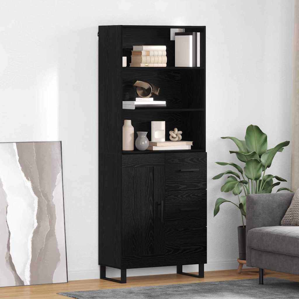 Highboard s ladicama 2 pcs Crni hrast Konstruirano drvo