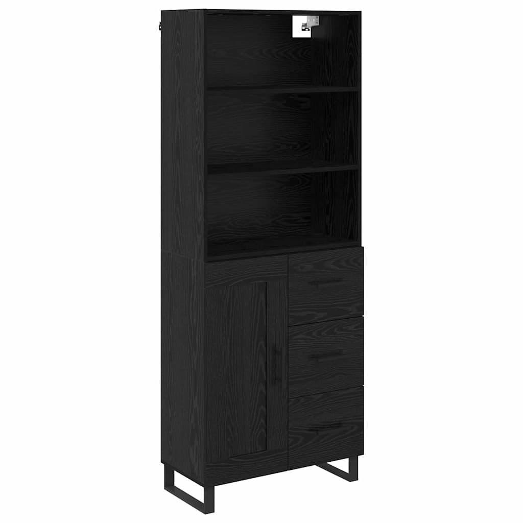 Highboard s ladicama 2 pcs Crni hrast Konstruirano drvo