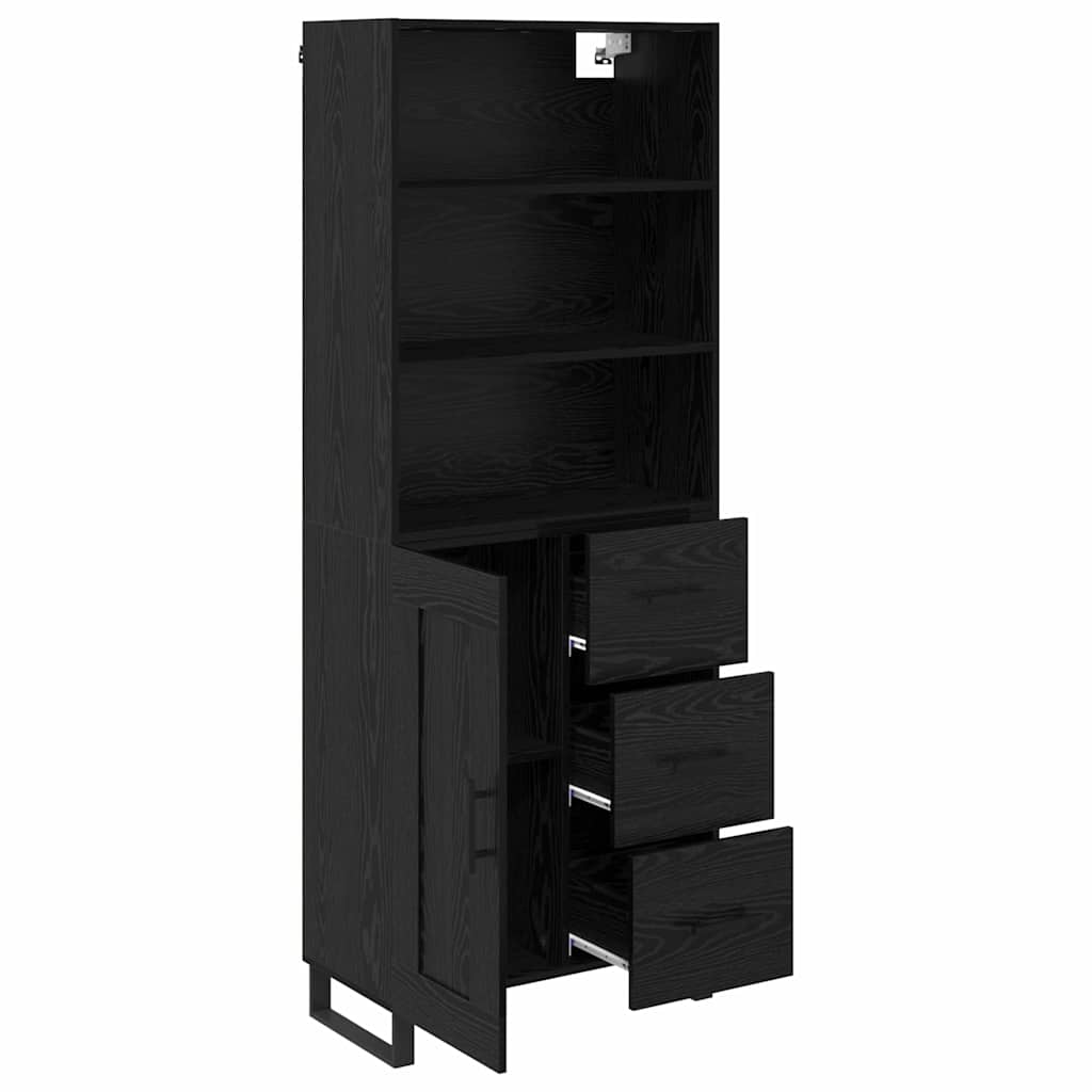 Highboard s ladicama 2 pcs Crni hrast Konstruirano drvo