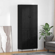 Highboard s ladicama 2 pcs Crni hrast Inženjersko drvo i staklo