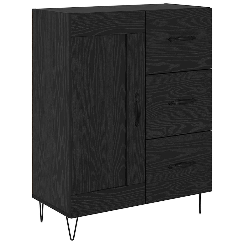 Highboard s ladicama 2 pcs Crni hrast Inženjersko drvo i staklo