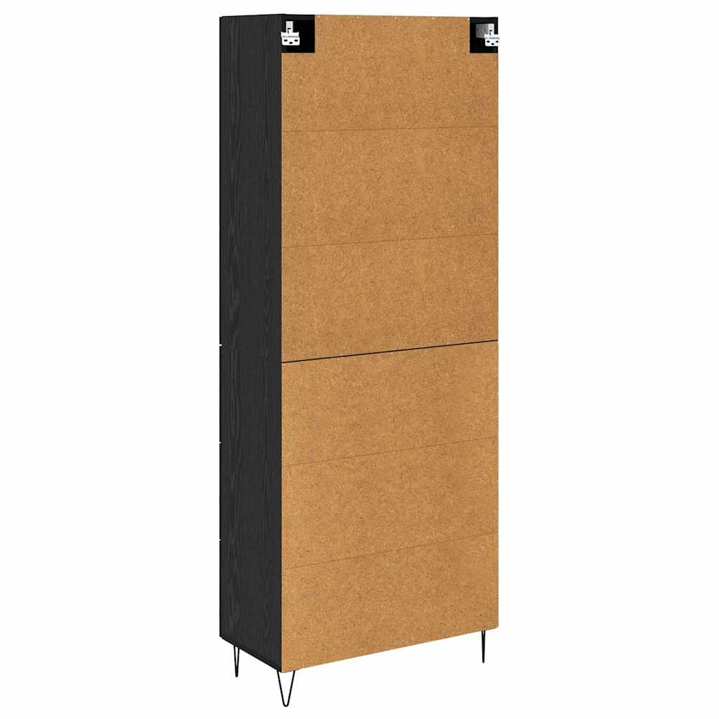 Highboard s ladicama 2 pcs Crni hrast Inženjersko drvo i staklo