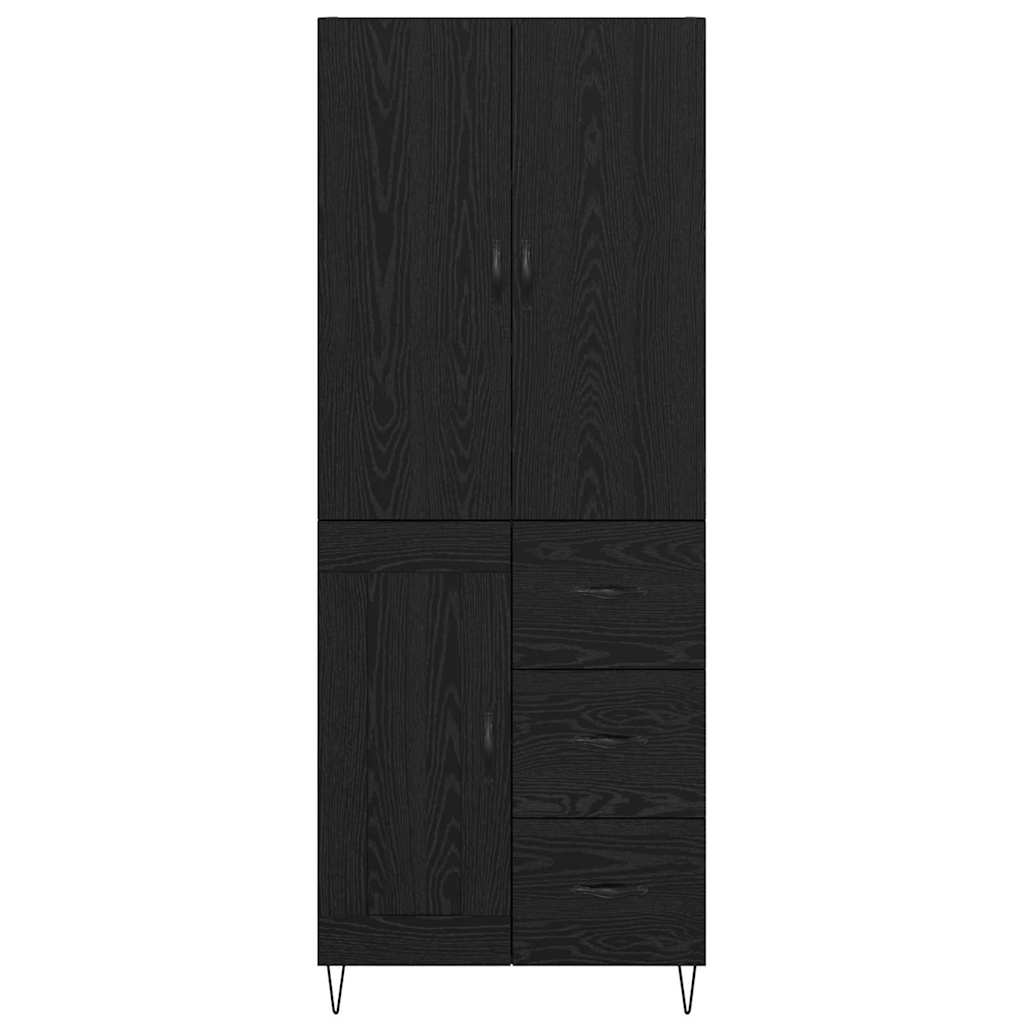Highboard s ladicama 2 pcs Crni hrast Inženjersko drvo i staklo