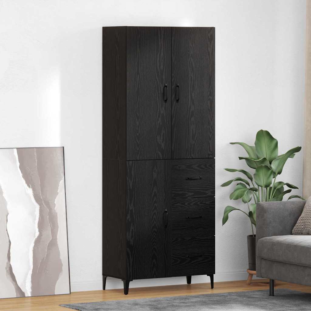 Highboard Zidne Crni hrast 69,5 x 34 x 180 cm Konstruirano drvo