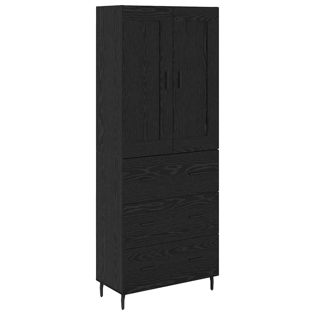 Highboard s ladicama 2 pcs Crni hrast Konstruirano drvo