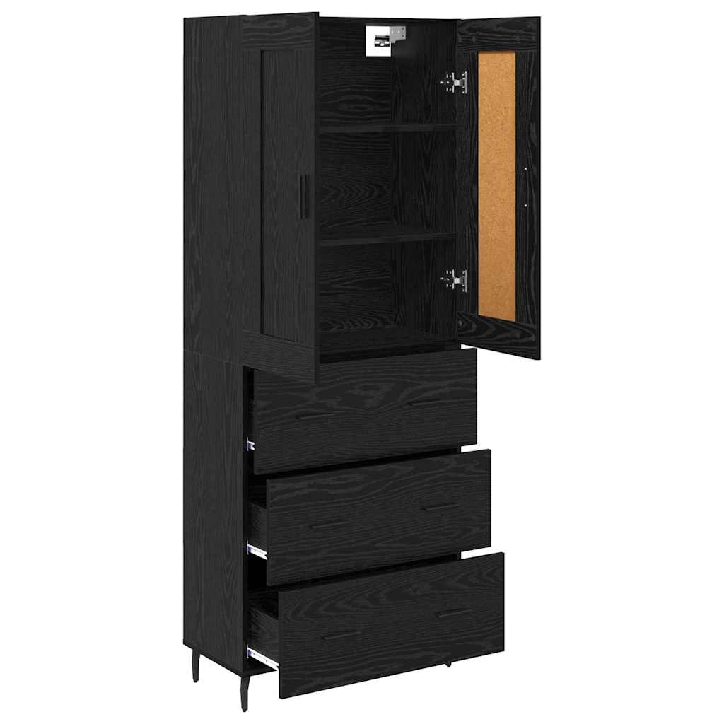 Highboard s ladicama 2 pcs Crni hrast Konstruirano drvo